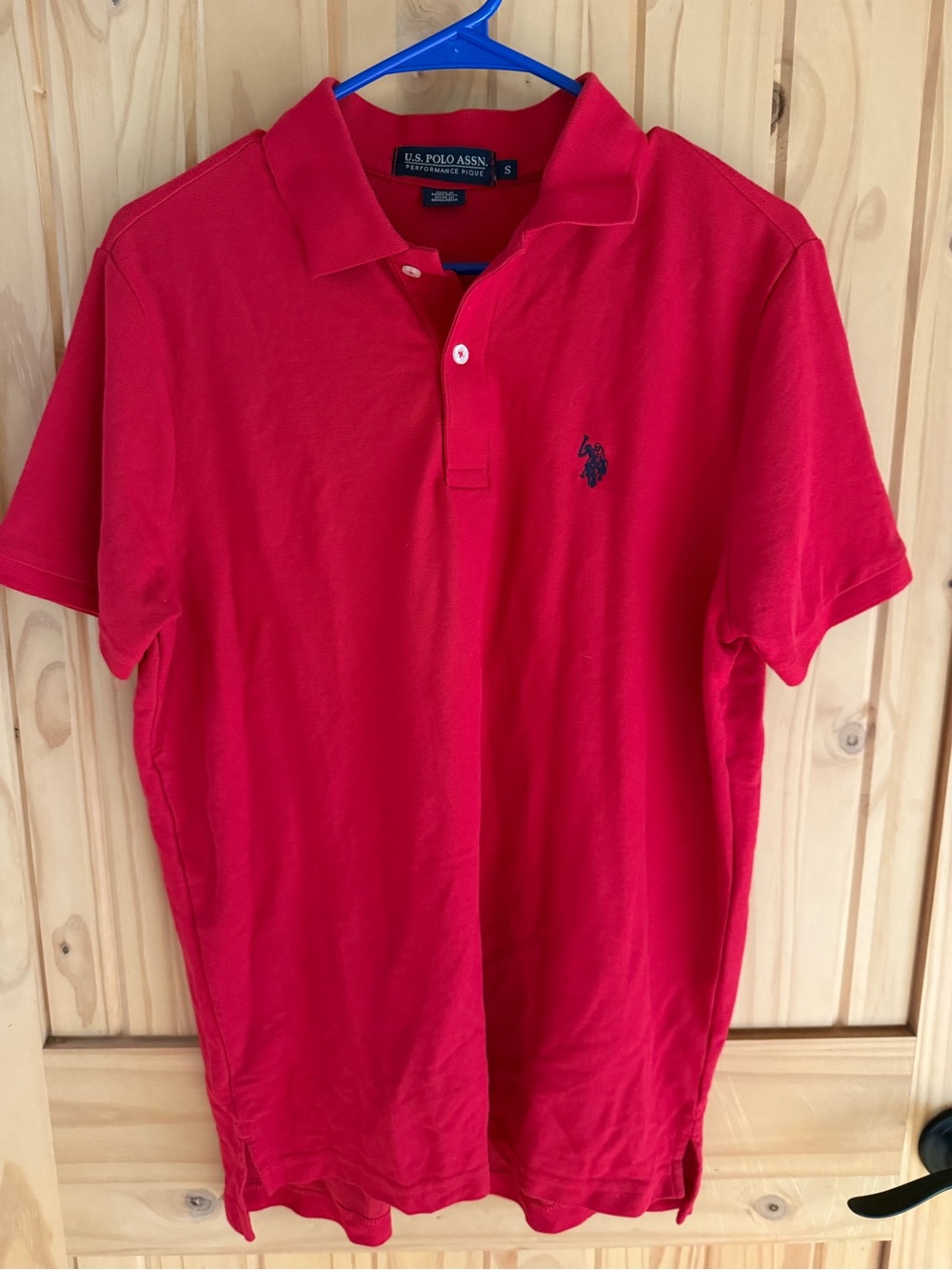 U.S. Polo Assn. Men's Bright Red Polo with Navy Logo